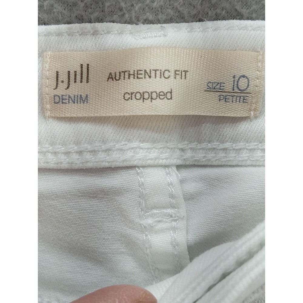 J. Jill Authentic Fit Cropped Jeans White Denim Sz 10 Petite Stretch Minimalist - Picture 3 of 11